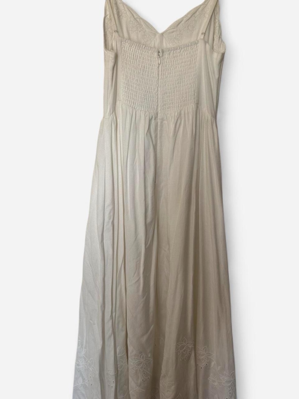 White Eyelet Midi Sundress with Scalloped Bodice - Picture 7 of 10